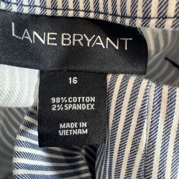 Lane Bryant Pinstripe Pencil Skirt with Tie Waist Navy White Womens Size 16 - Picture 9 of 11